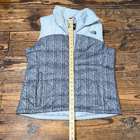 Vintage North Face Nuptse 700 Puffer Vest - RARE Gray Sweater Print - Womens XL - Picture 6 of 14
